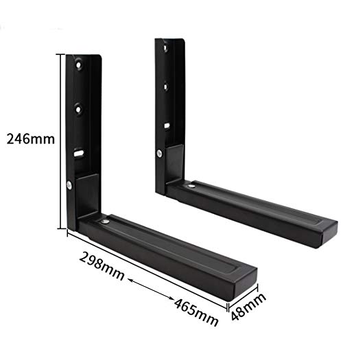 Universal Microwave Wall mounting Bracket, 2 Pack of Foldable Kitchen Stretch Oven Stand Shelf Rack, Heavy Duty Microwave Holder for Grill/Coffee Machine, Max. Load 100 lb, Black