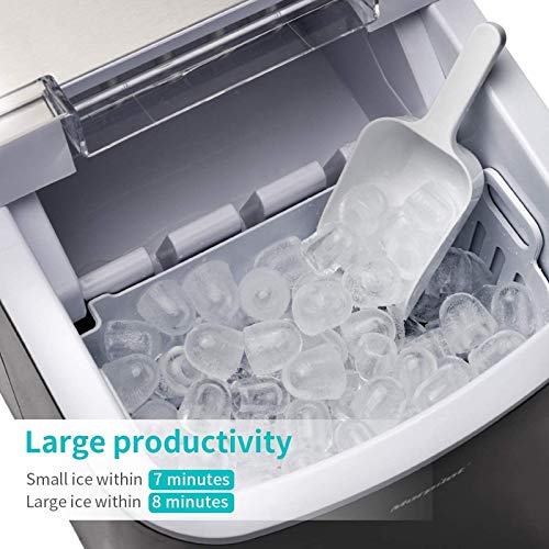 Ice Cube Maker, Morpilot 120 W Ice Cube Machine, 12 Kg 24 H, Preparation in 8-9 Min, 1.5 Litre Water Tank, Self-Cleaning Function, Black