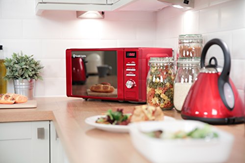 Russell Hobbs RHM2064R 20 Litre 800 W Red Digital Heritage Microwave with 5 Power Levels, Automatic and Weighted Defrost Settings, 8 Auto Cook Menus, Clock & Timer, Easy Clean