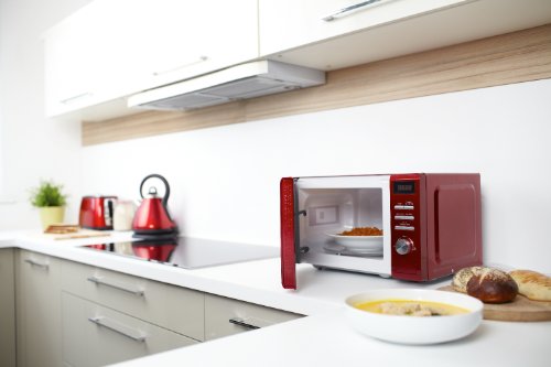 Russell Hobbs RHM2064R 20 Litre 800 W Red Digital Heritage Microwave with 5 Power Levels, Automatic and Weighted Defrost Settings, 8 Auto Cook Menus, Clock & Timer, Easy Clean