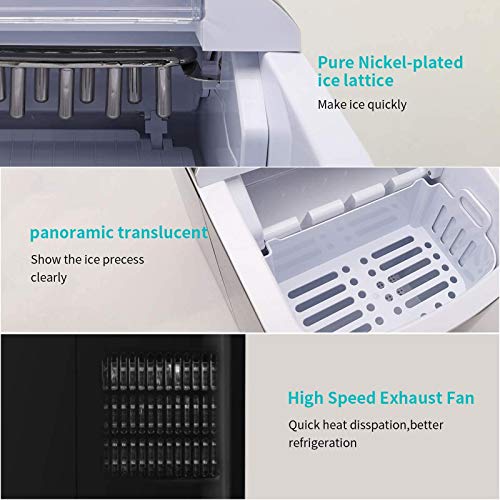 Ice Cube Maker, Morpilot 120 W Ice Cube Machine, 12 Kg 24 H, Preparation in 8-9 Min, 1.5 Litre Water Tank, Self-Cleaning Function, Black