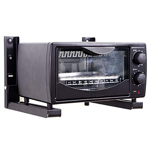 Universal Microwave Wall mounting Bracket, 2 Pack of Foldable Kitchen Stretch Oven Stand Shelf Rack, Heavy Duty Microwave Holder for Grill/Coffee Machine, Max. Load 100 lb, Black