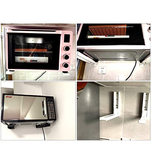 Universal Microwave Wall mounting Bracket, 2 Pack of Foldable Kitchen Stretch Oven Stand Shelf Rack, Heavy Duty Microwave Holder for Grill/Coffee Machine, Max. Load 100 lb, Black