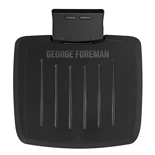 George Foreman 28300 Immersa Small Electric Grill - Removable Control Panel To Allow Grill Machine To Be Fully Washable And Dishwasher Safe, Black