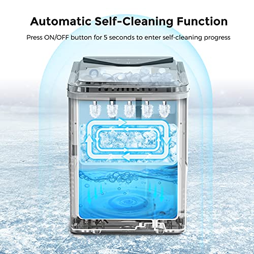 Ice Maker Machine Countertop FOOING Ice Machine, 9 Cubes Ready in 6 Mins, 28lbs in 24Hrs 2L Water Tank Ice Cube Makers, Self-Cleaning Ice Maker, Small Ice Machine for Home/Kitchen/Office/Bar