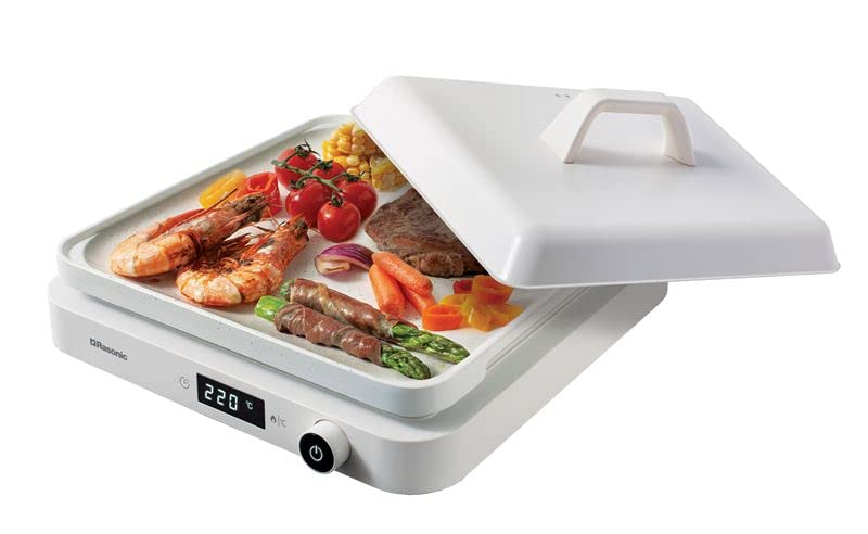 Rasonic Portable Compact Induction Cooker Single Hot Plate with Grill Plate and Cover INCLUDED, Knob Control, 2100W Electric Hob Cooktop 10 Power Levels and Temperature Controls, 1 min to 8-hour Timer