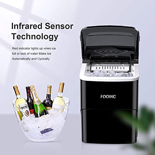Ice Cube Maker FOOING Ice Machine Maker Worktop Ready in 6 Mins 2L Ice Machine with Ice Scoop and Basket LED Display Ice Makers for Home Bar Kitchen Office