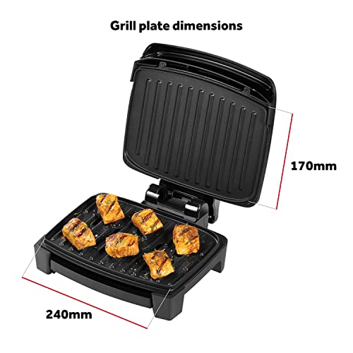 George Foreman 28300 Immersa Small Electric Grill - Removable Control Panel To Allow Grill Machine To Be Fully Washable And Dishwasher Safe, Black