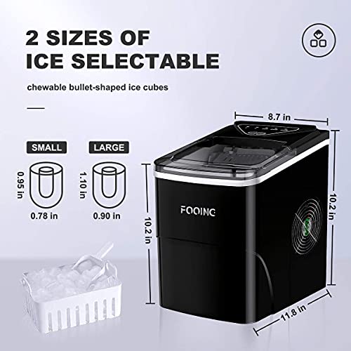 Ice Cube Maker FOOING Ice Machine Maker Worktop Ready in 6 Mins 2L Ice Machine with Ice Scoop and Basket LED Display Ice Makers for Home Bar Kitchen Office