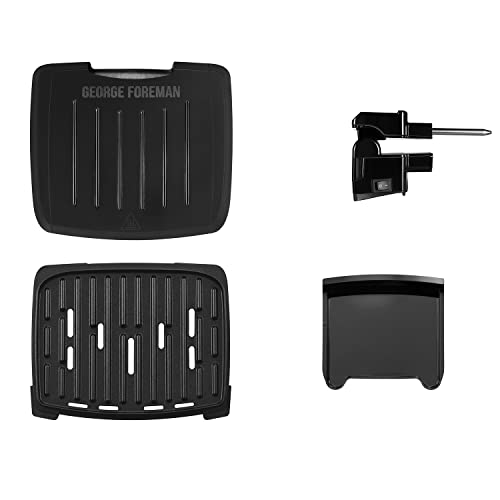 George Foreman 28300 Immersa Small Electric Grill - Removable Control Panel To Allow Grill Machine To Be Fully Washable And Dishwasher Safe, Black