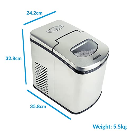 electriQ Ice Maker Machine - Counter Top Machine for Home Use - Make Cubes in 10 Minutes - 10kg Ice in 24 Hours - No Plumbing Required - Free Ice Scoop