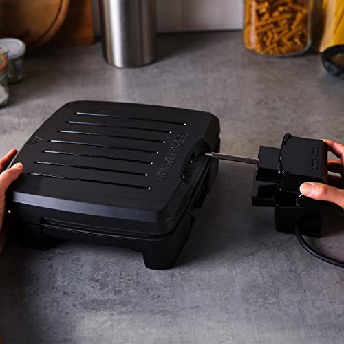 George Foreman 28300 Immersa Small Electric Grill - Removable Control Panel To Allow Grill Machine To Be Fully Washable And Dishwasher Safe, Black