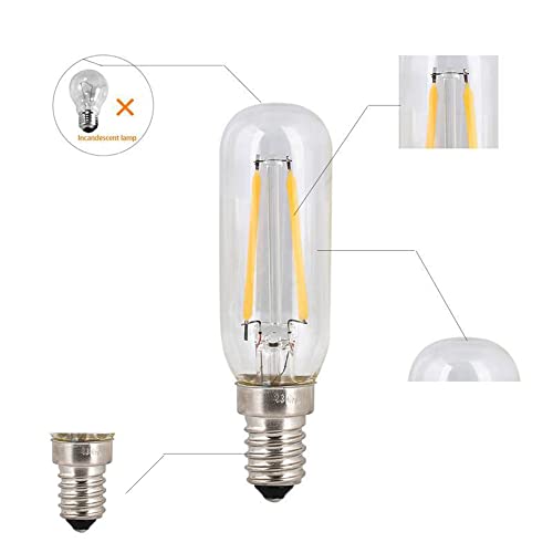 CENPEK 2-Pack LED 4W SES Cooker Hood Light Bulb E14 Cool White 6000K T25 Tube Filament Bulbs 40W Incandescent Replacement Small Edison Screw Non-dimmable Appliance for Cooker Hood/Fridge
