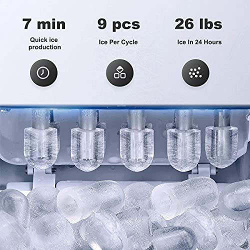 Ice Cube Maker FOOING Ice Machine Maker Worktop Ready in 6 Mins 2L Ice Machine with Ice Scoop and Basket LED Display Ice Makers for Home Bar Kitchen Office