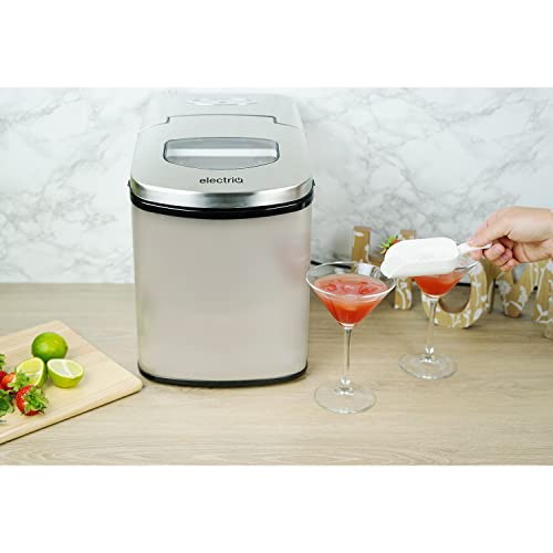 electriQ Ice Maker Machine - Counter Top Machine for Home Use - Make Cubes in 10 Minutes - 10kg Ice in 24 Hours - No Plumbing Required - Free Ice Scoop