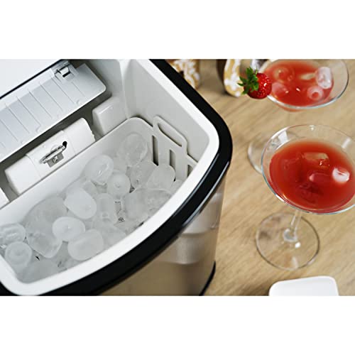 electriQ Ice Maker Machine - Counter Top Machine for Home Use - Make Cubes in 10 Minutes - 10kg Ice in 24 Hours - No Plumbing Required - Free Ice Scoop
