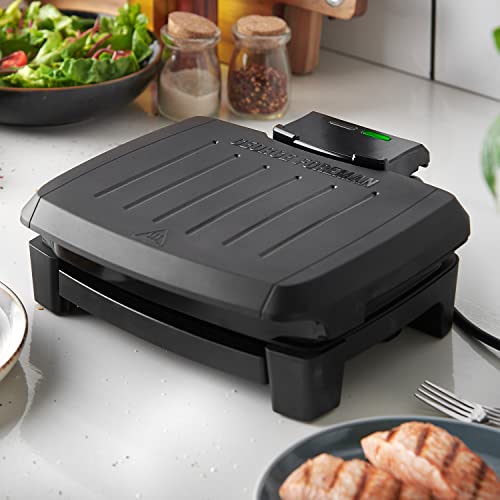 George Foreman 28300 Immersa Small Electric Grill - Removable Control Panel To Allow Grill Machine To Be Fully Washable And Dishwasher Safe, Black
