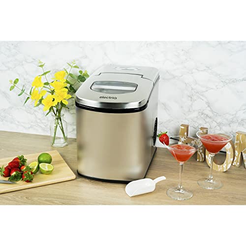 electriQ Ice Maker Machine - Counter Top Machine for Home Use - Make Cubes in 10 Minutes - 10kg Ice in 24 Hours - No Plumbing Required - Free Ice Scoop
