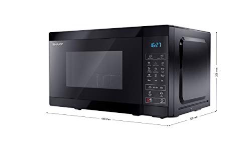 SHARP YC-MG02U-B 800W Digital Touch Control Microwave with 20 L Capacity, 1000W Grill & Defrost Function – Black