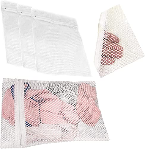 3 Laundry Wash Bags Reusable Zipped S/M/L Set Mesh Washing Machine Bags Net Lingerie Fine Wash Bra Delicate Hosiery (Small/Medium/Large)