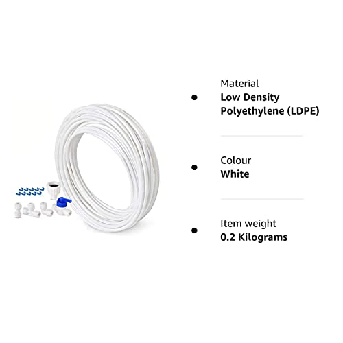 Tspkey 10 M Water Supply Pipe Tube Fridge Connector Kit For European Style Double Fridge Refrigerator (1/4" Pipe)