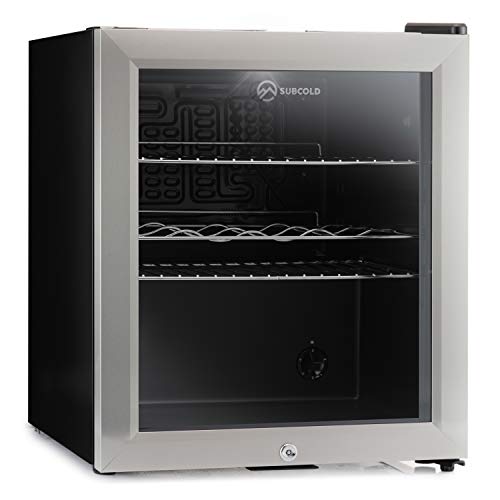 Subcold Super50 LED – Mini Fridge | 50L Beer, Wine & Drinks Fridge | LED Light + Lock and Key | Energy Efficient (Stainless Steel)