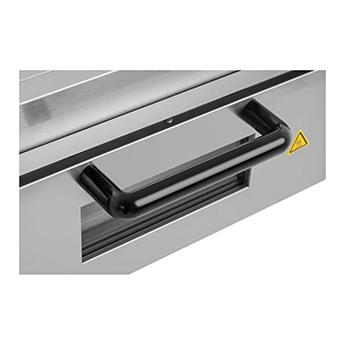 Royal Catering Electric Pizza Oven Maker RCPO-2000-1PE (2000 W, 350 °C, 40 x 40 x 1.5 cm Baking Surface, Cordierite Stone Floor, Timer 120 min, Separately Adjustable Heat, Stainless Steel)