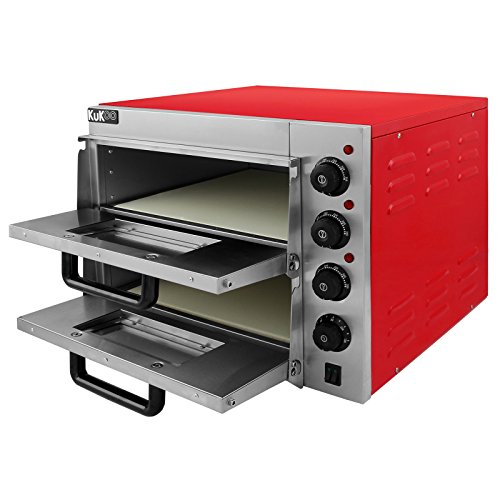 Electric Pizza Oven with Audible Timer & Twin Deck Firebrick/Commercial Baking & Grilling