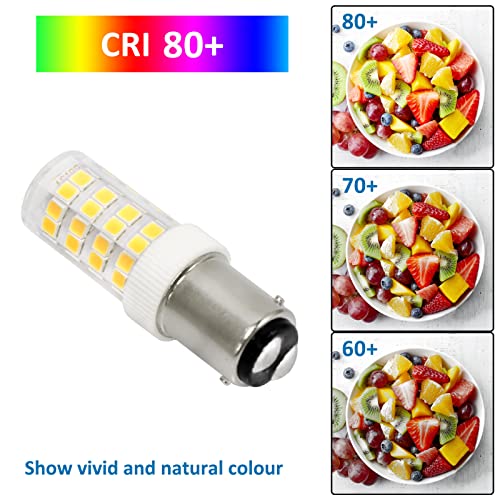 B15d Led Bulb 5W, AC220-240V, Non-Dimmable, 500LM Warm White 3000K, Equivalent 40W Incandescent Bulb, Ba15d Double Bayonet Bulbs for Sewing Machine, Cooker Hood,Refrigerator, Appliance Lamps, 2 Pack