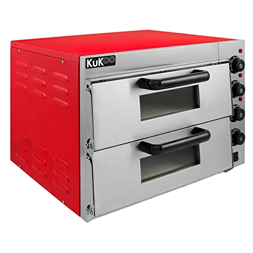 Electric Pizza Oven with Audible Timer & Twin Deck Firebrick/Commercial Baking & Grilling