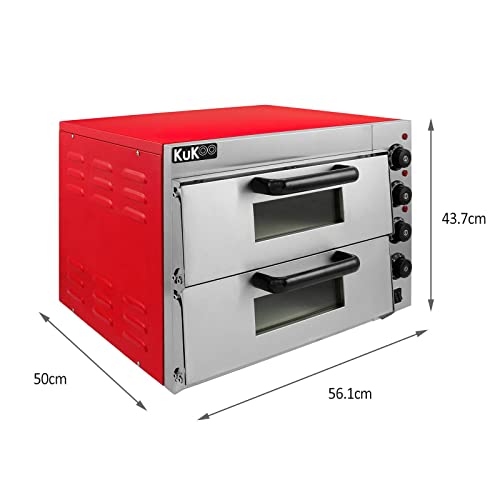 Electric Pizza Oven with Audible Timer & Twin Deck Firebrick/Commercial Baking & Grilling