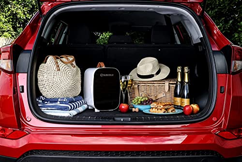 Subcold Pro6 Luxury Mini Fridge Cooler | 6 Litre / 8 Cans | AC and Exclusive USB Power Option | Portable Small Fridge for the Office, Bedroom, Car, Travel, Skincare & Cosmetics (Black)