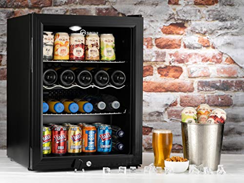Subcold Super65 LED - Table-Top Fridge | 65L Beer, Wine & Drinks Fridge | LED Light + Lock & Key | Energy Efficient (Black)