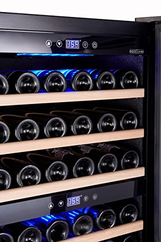BODEGA43-64 Freestanding Wine Cooler - Dual zone wine cooler, 5-20 ºC, 195 litres, 64 bottles, 7 shelves, full-glass door with UV filter, low noise (41 dB) and very little vibration, black