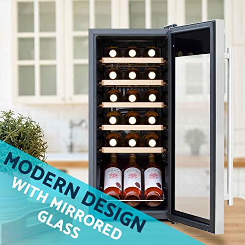 Baridi 18 Bottle Wine Cooler Fridge with Digital Touch Screen Controls & LED Light, Stainless Steel - DH29