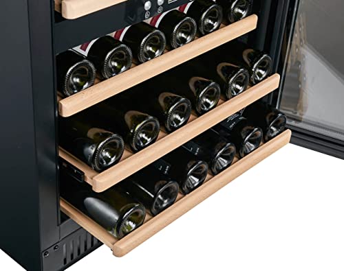 BODEGA43-40 Built-in Wine Fridge under counter - Freestanding Wine Cooler with 2 zones, 5-20 ºC, 130 litres, 40 bottles, 5 shelves, very little vibration, 46 dB, black