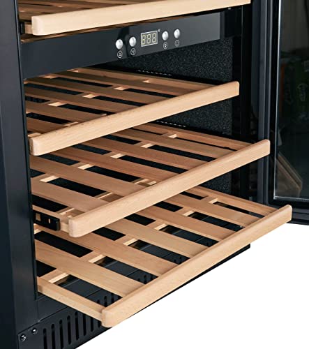 BODEGA43-40 Built-in Wine Fridge under counter - Freestanding Wine Cooler with 2 zones, 5-20 ºC, 130 litres, 40 bottles, 5 shelves, very little vibration, 46 dB, black