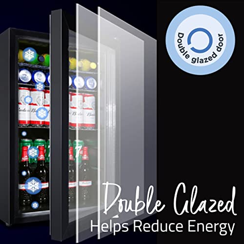 Cookology CBC70BK Under-Counter Fridge, 70 Litre Beer, Wine and Drinks Fridge with Adjustable Temperature Control, LED Light, Suitable for Cans and Bottles, Energy Efficient - in Black