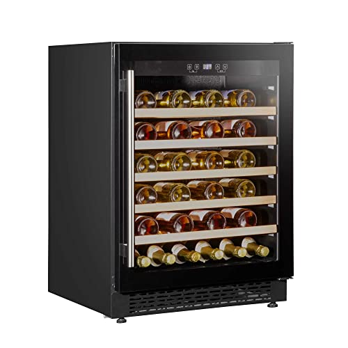 Baridi 54 Bottle Wine Cellar Fridge with Digital Touch Screen Controls, 135L Capacity Cooler Cabinet, Black - DH78
