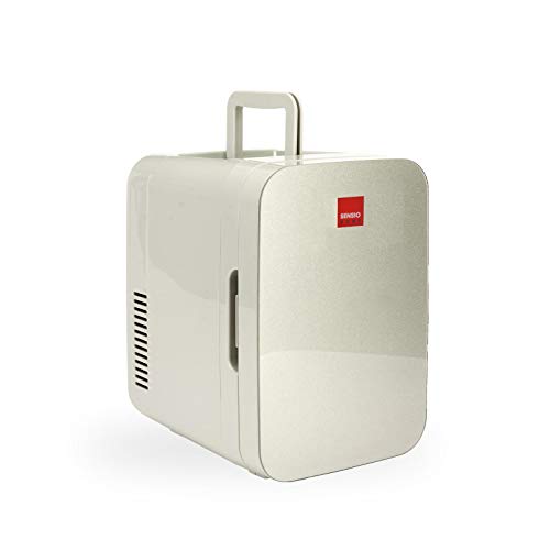 SENSIOHOME 10L Mini Fridge Cooler & Warmer | AC+DC Power - 12v, UK & EU Plug | Compact, Portable and Quiet, For Home, Bedroom, Car, Holiday, Food Drinks Makeup (Silver)