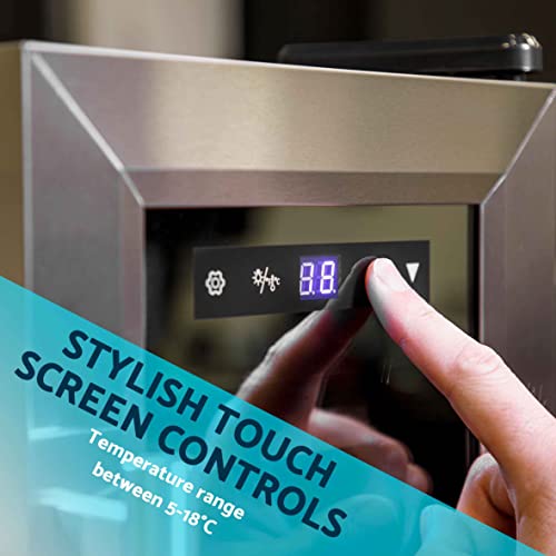 Baridi 18 Bottle Wine Cooler Fridge with Digital Touch Screen Controls & LED Light, Stainless Steel - DH29