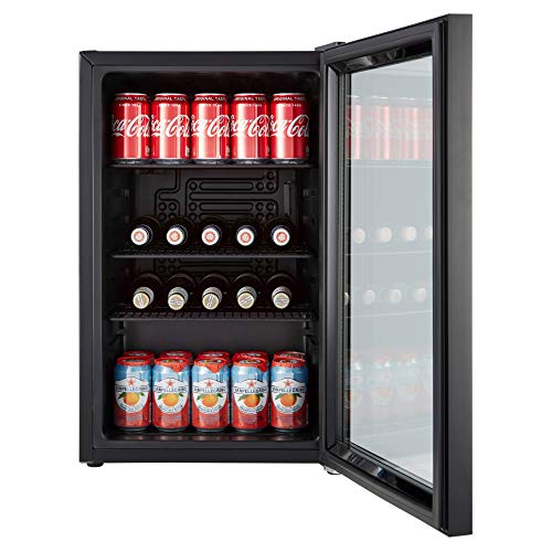 Cookology CBC70BK Under-Counter Fridge, 70 Litre Beer, Wine and Drinks Fridge with Adjustable Temperature Control, LED Light, Suitable for Cans and Bottles, Energy Efficient - in Black