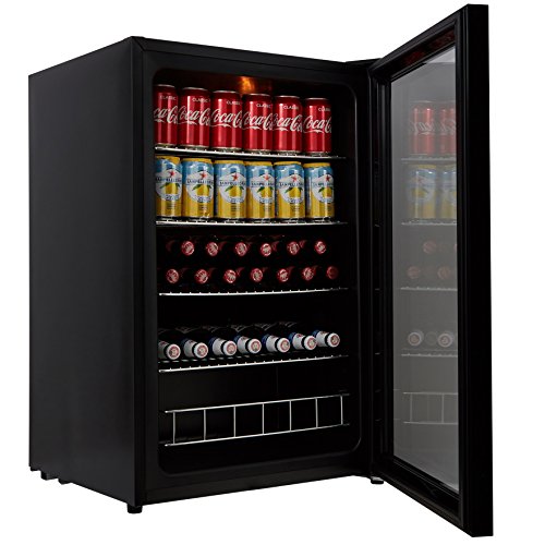 Cookology CBC130BK Under-Counter Fridge, 115 Litre Beer, Wine and Drinks Fridge with Adjustable Temperature Control, LED Light, Suitable for Cans and Bottles, Energy Efficient - in Black