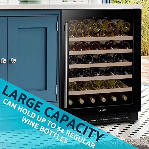 Baridi 54 Bottle Wine Cellar Fridge with Digital Touch Screen Controls, 135L Capacity Cooler Cabinet, Black - DH78