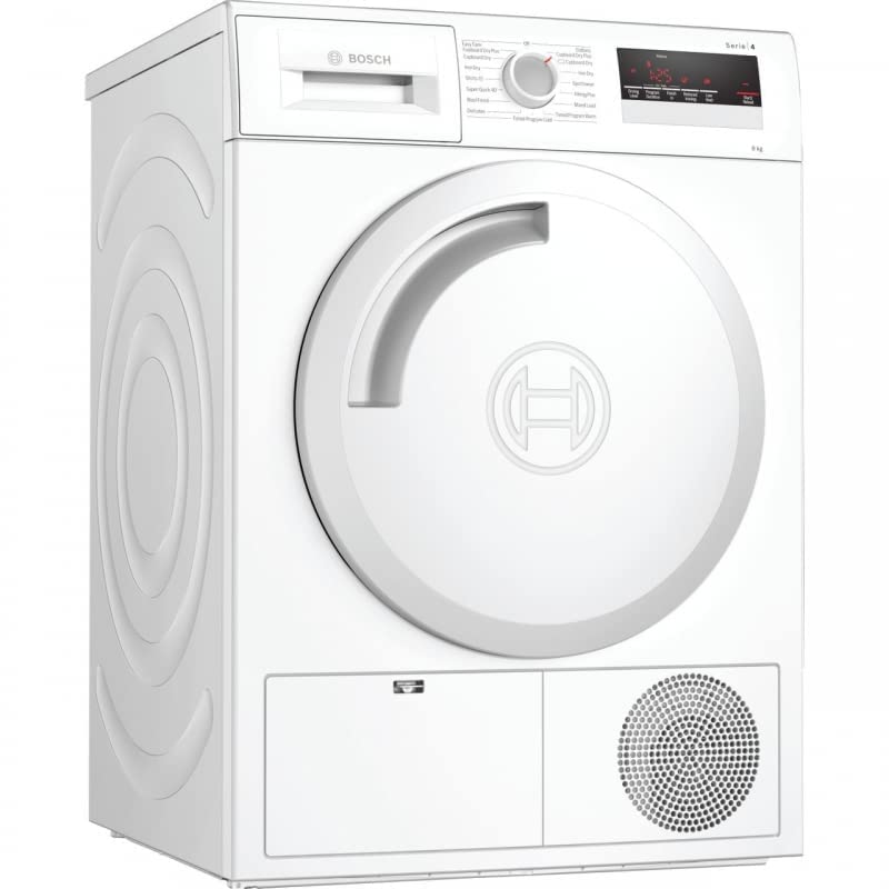 Bosch Home and Kitchen Appliances WTN83201GB Serie 4, Freestanding Condenser Tumble Dryer with AutoDry, Sensitive Drying System, Quick 40' drying, White, 8 kg
