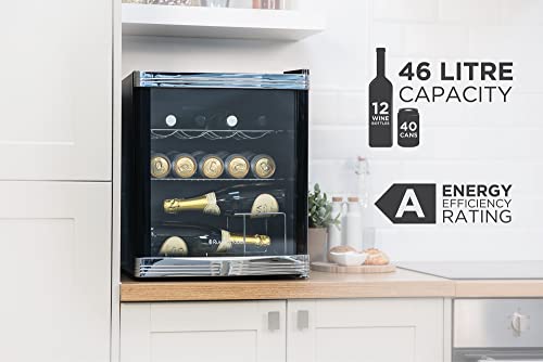 Russell Hobbs RHGWC1B Table Top Wine/Drinks Cooler with Glass Door, 12 bottle capacity, Black