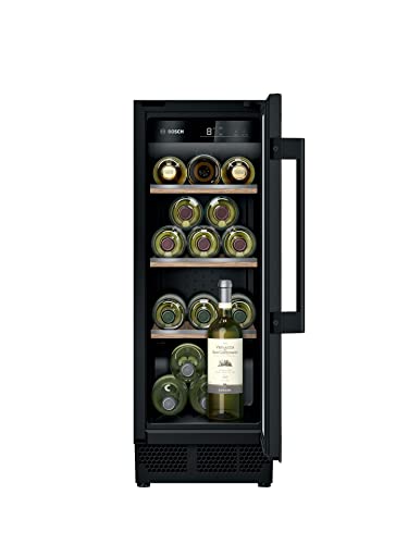 Bosch KUW20VHF0G Serie 6 Built-under Wine Cooler with Glass Door, Adjustable Temperature & Reversible Hinge, 82 cm H x 30 cm W