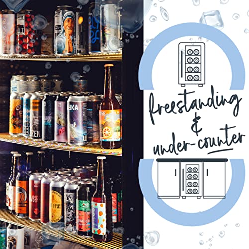 Cookology CBC130BK Under-Counter Fridge, 115 Litre Beer, Wine and Drinks Fridge with Adjustable Temperature Control, LED Light, Suitable for Cans and Bottles, Energy Efficient - in Black