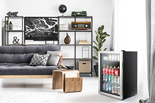 Subcold Super115 LED - Under-Counter Fridge | 115L Beer, Wine & Drinks Fridge | LED Light + Lock and Key | Energy Efficient (Stainless Steel, 115L)