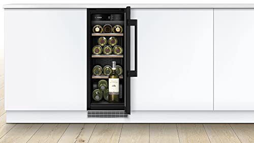 Bosch KUW20VHF0G Serie 6 Built-under Wine Cooler with Glass Door, Adjustable Temperature & Reversible Hinge, 82 cm H x 30 cm W